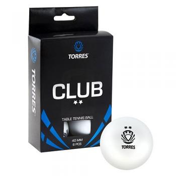 Мяч для настольного тенниса Torres Club 2 (6 штук)